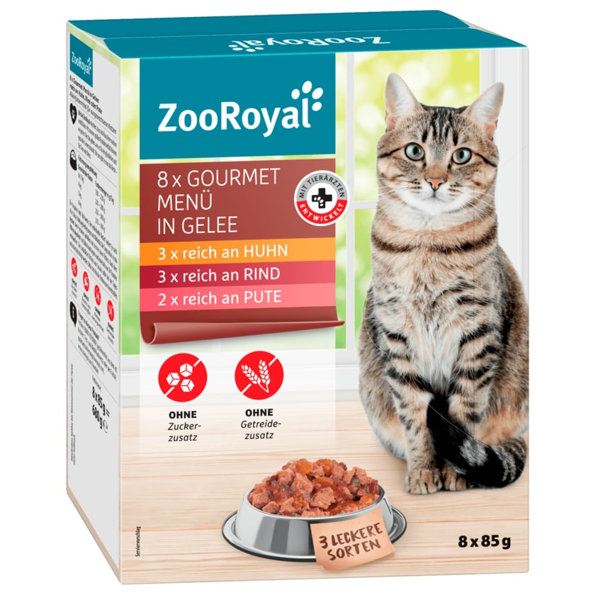 ZooRoyal Katzenfutter Gourmet Menü Gelee 8x85g